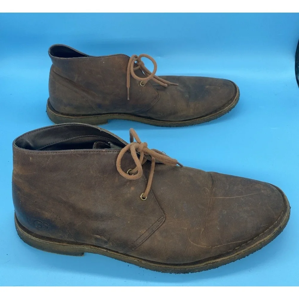 UGG Men's Brown ENERG Boots Lace Up Oiled Leather Size 12